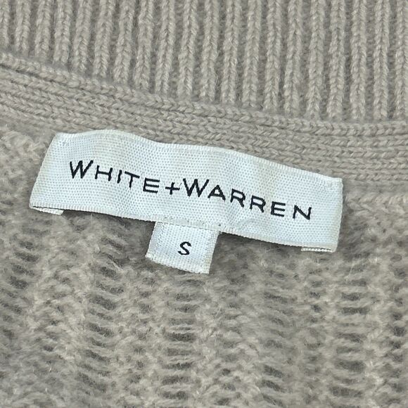 White + Warren Cardigan Sweater Womens Small Beige Cashmere Quiet Luxury Soft - Picture 2 of 6